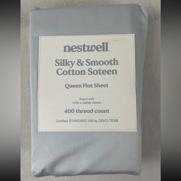 Nestwell Bedding New Nestwell Silky Smooth Cotton Sateen Queen Flat